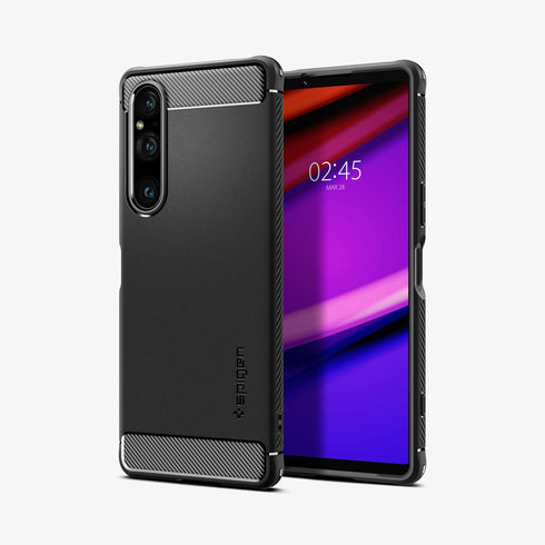 ACS02841 - Sony Xperia 1 III Case Rugged Armor in matte black showing the back